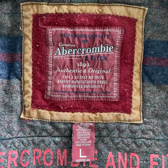 Abercrombie & Fitch Wool Blanket Lined Jacket Coat Large Chore Work Wear. - Picture 6 of 6